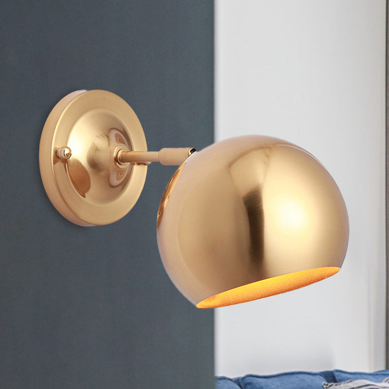 Avtoit | Brass 1 Lightbulb Wall Lamp Sconces Loft Style Metal Globe Shade Wall Mounted Lamp for Dining Room