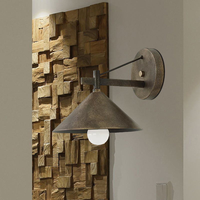 Avtoit | 1 Metal Wall Lamp Light Industrial Aged Silver/Bronze Cone Dining Room Lighting Fixture