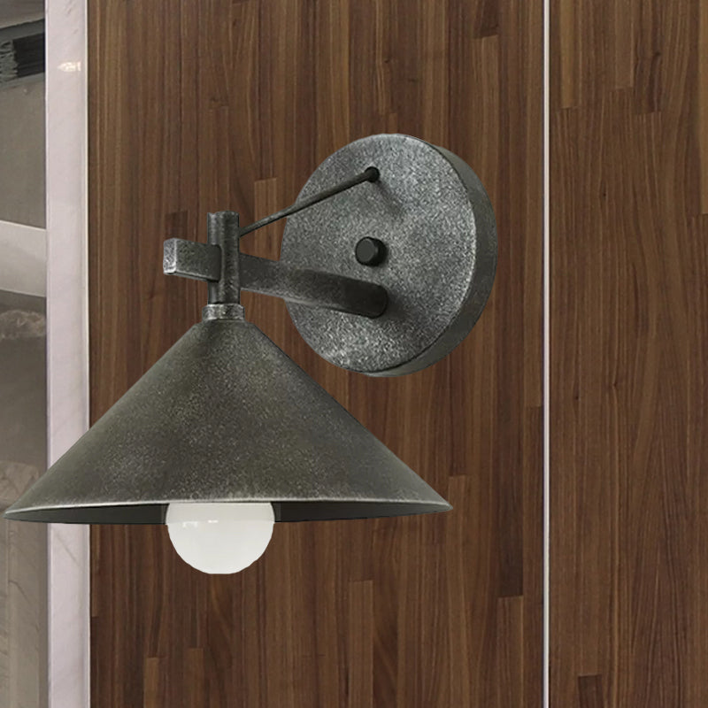 Avtoit | 1 Metal Wall Lamp Light Industrial Aged Silver/Bronze Cone Dining Room Lighting Fixture