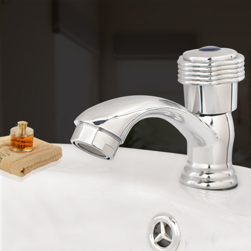 Avtoit | Contemporary Water Tap Knob Handle Low Arc Zinc Faucet in Silver