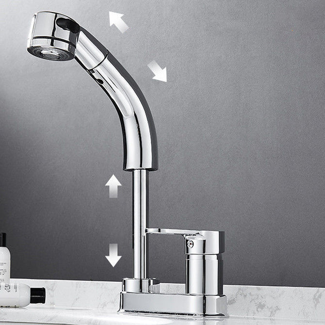 Avtoit | Modern Style Sink Faucet Copper Handle Low Arc Pull-Out Sink Faucet