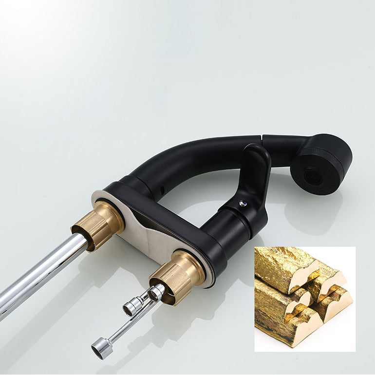 Avtoit | Modern Style Sink Faucet Copper Handle Low Arc Pull-Out Sink Faucet