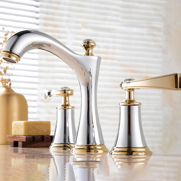 Avtoit | Modern Vessel Faucet Brass 2 Handles Low Arc Vessel Faucet for Home