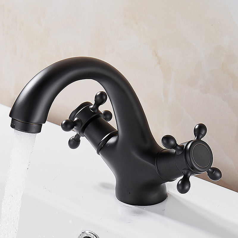 Avtoit | Glam Vanity Sink Faucet Brass Cross Handles Low Arc Basin Faucet