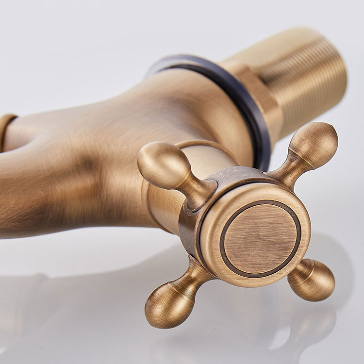 Avtoit | Glam Vanity Sink Faucet Brass Cross Handles Low Arc Basin Faucet