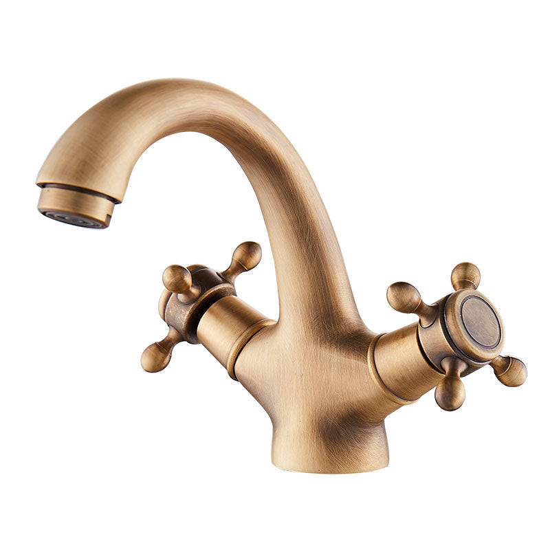Avtoit | Glam Vanity Sink Faucet Brass Cross Handles Low Arc Basin Faucet