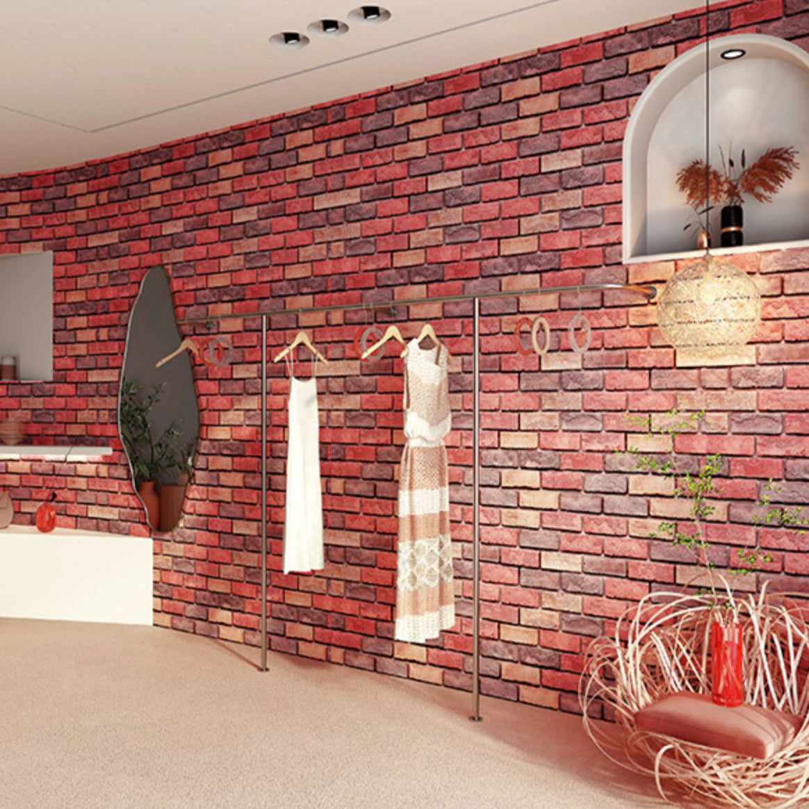 Avtoit | Industrial Wall Plank Brick Pattern Bathroom and Living Room Wall Panels