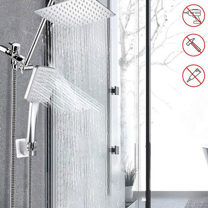 Avtoit | Contemporary Pull Down Dual Shower Head Square High Arc Shower Head Combo in Chrome