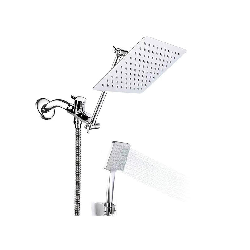 Avtoit | Contemporary Pull Down Dual Shower Head Square High Arc Shower Head Combo in Chrome