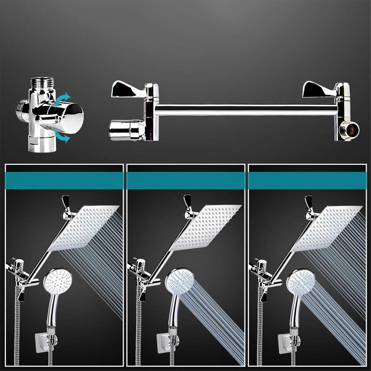 Avtoit | Contemporary Dual Shower Head Square High Arc Shower Head Combination in Chrome
