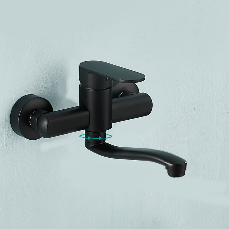 Avtoit | Low-Arc Bathtub Filler Black Lever Wall-Mounted Copper Bathtub Filler