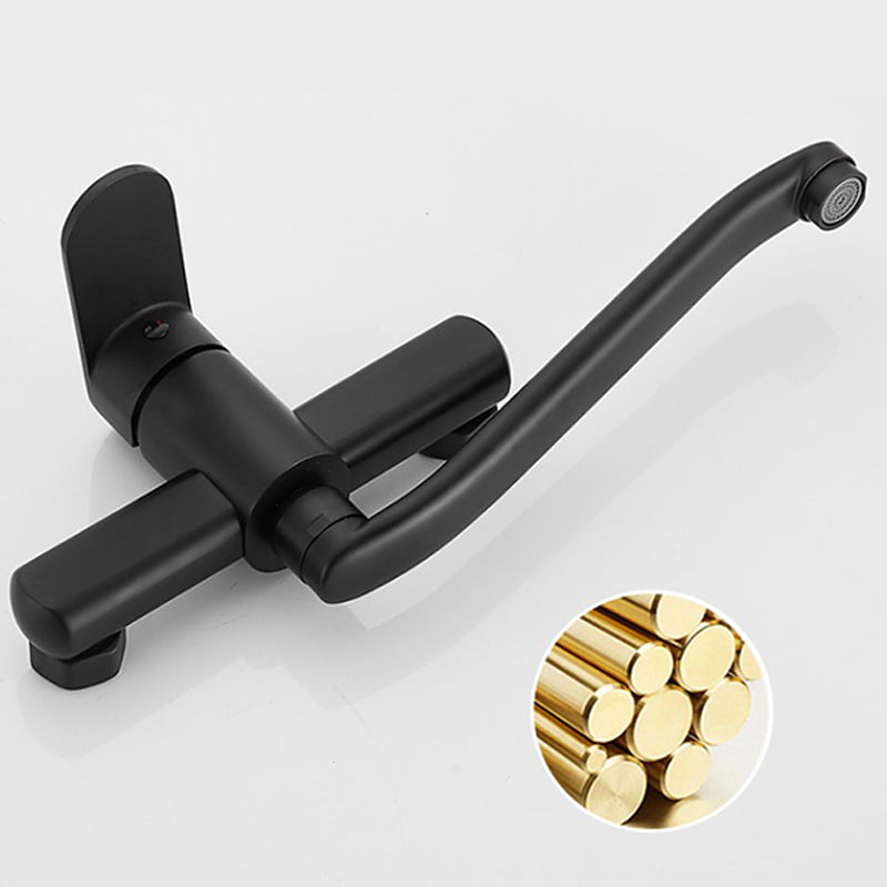 Avtoit | Low-Arc Bathtub Filler Black Lever Wall-Mounted Copper Bathtub Filler