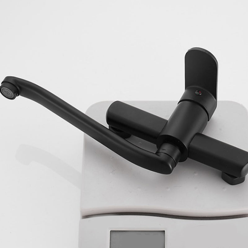 Avtoit | Low-Arc Bathtub Filler Black Lever Wall-Mounted Copper Bathtub Filler