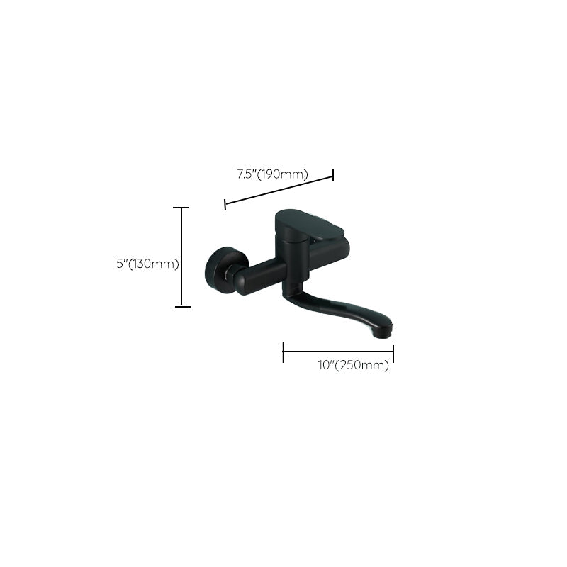Avtoit | Low-Arc Bathtub Filler Black Lever Wall-Mounted Copper Bathtub Filler