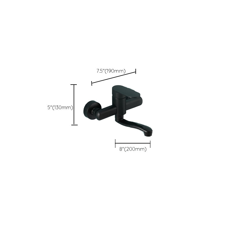 Avtoit | Low-Arc Bathtub Filler Black Lever Wall-Mounted Copper Bathtub Filler