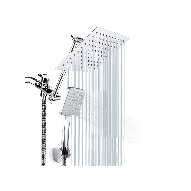 Avtoit | Pull down Dual Shower Head Square High Arch Shower Head Combo in Chrome