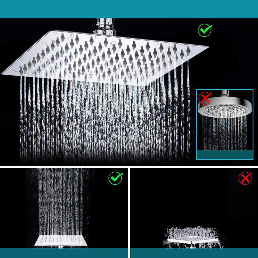 Avtoit | Standard Double Shower Set Round Metal Adjustable Spray Pattern Shower Head in Silver