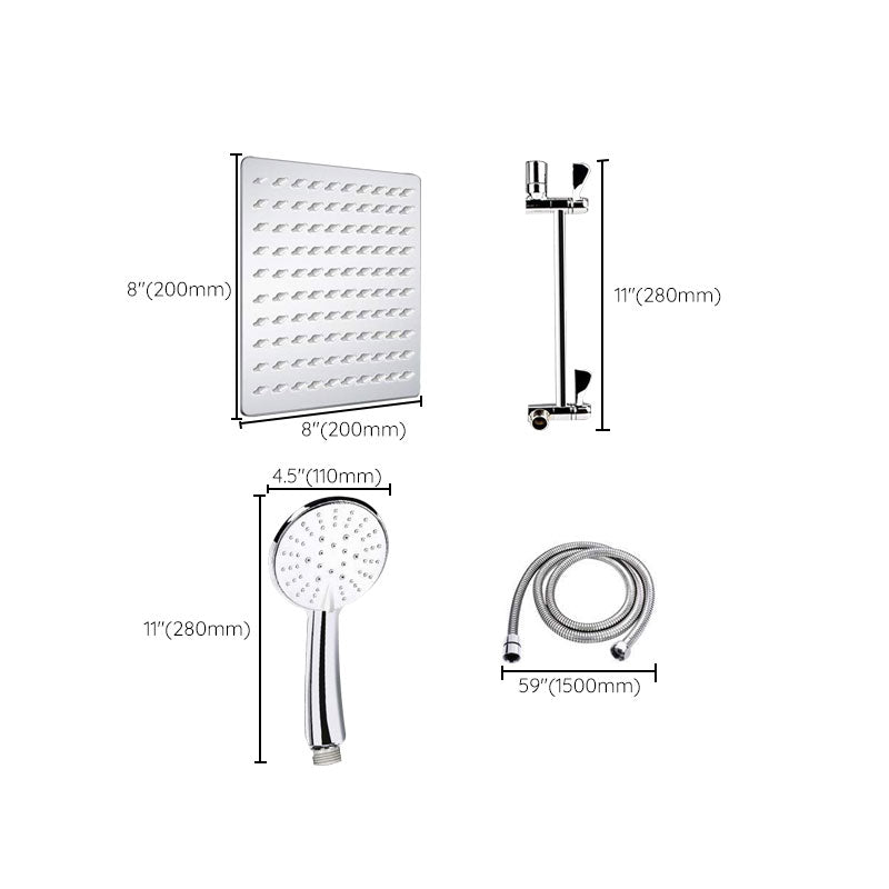 Avtoit | Standard Double Shower Set Round Metal Adjustable Spray Pattern Shower Head in Silver