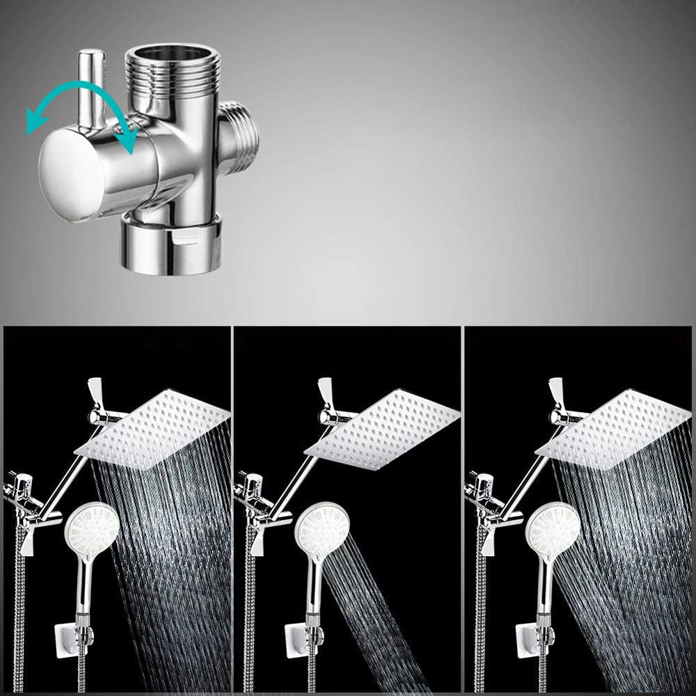 Avtoit | Modern Dual Shower Head Square High Arc Shower Head in Silver