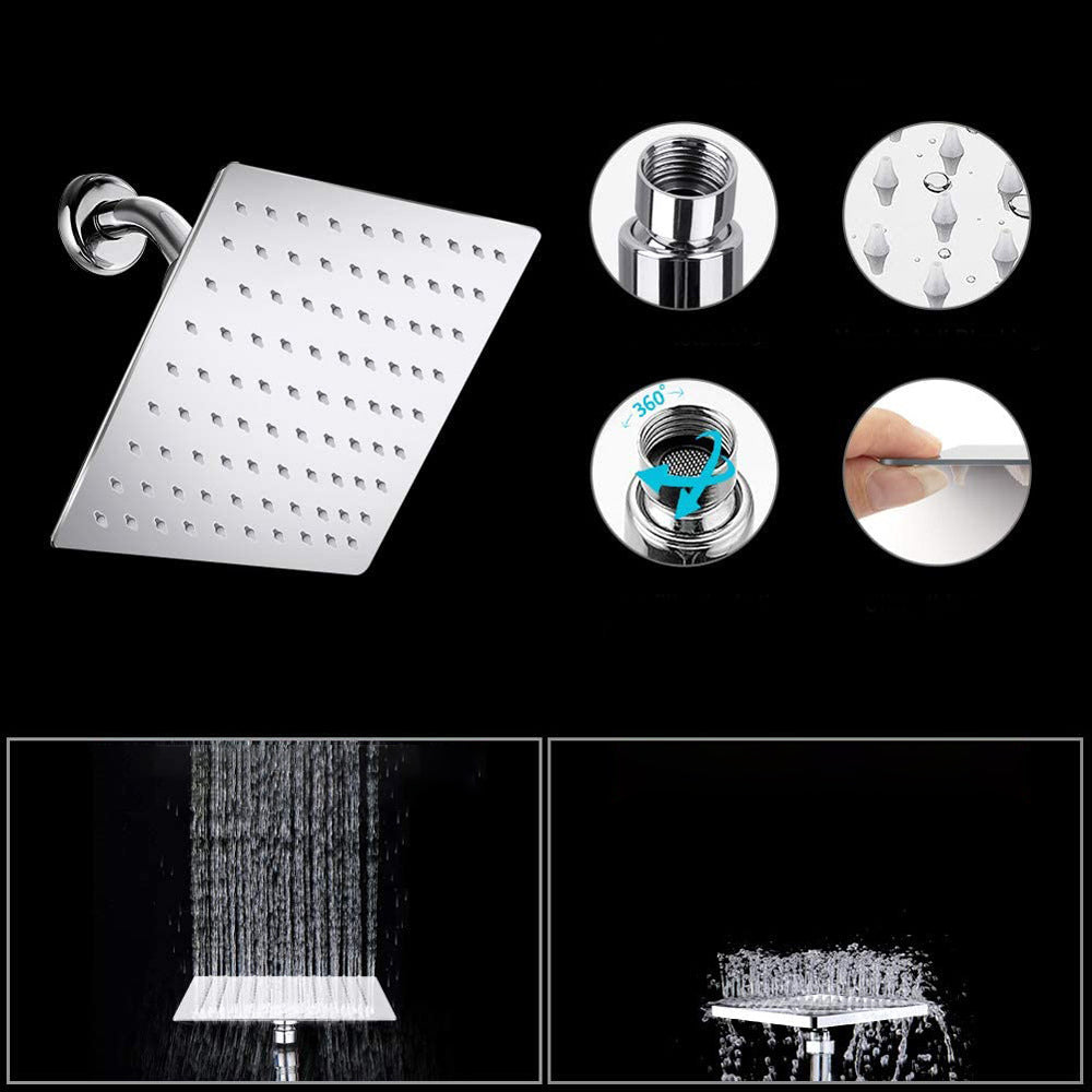 Avtoit | Modern Dual Shower Head Square High Arc Shower Head in Silver