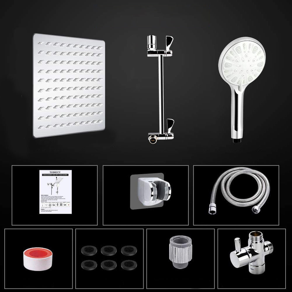 Avtoit | Modern Dual Shower Head Square High Arc Shower Head in Silver