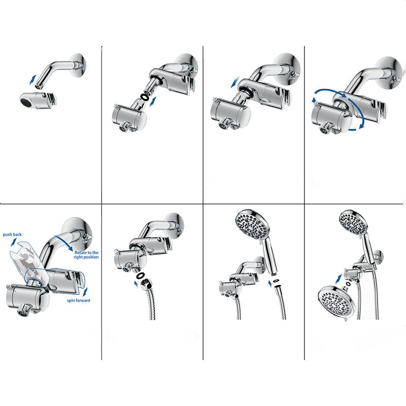 Avtoit | Contemporary Shower Combination Adjustable Shower Head Chrome Ceiling Mounted Round Shower Head