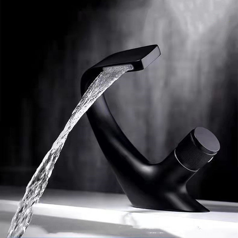 Avtoit | Button Handle Faucet Contemporary Style Faucet with Waterfall Spout