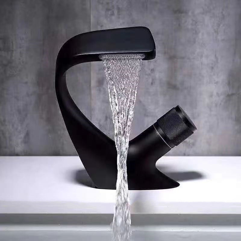 Avtoit | Button Handle Faucet Contemporary Style Faucet with Waterfall Spout