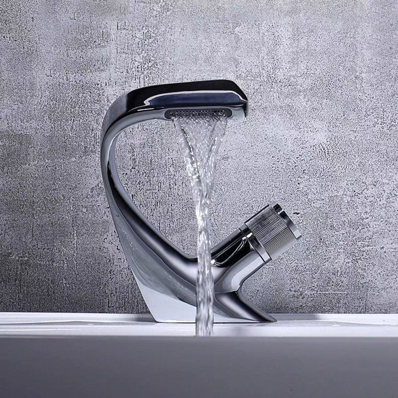 Avtoit | Button Handle Faucet Contemporary Style Faucet with Waterfall Spout