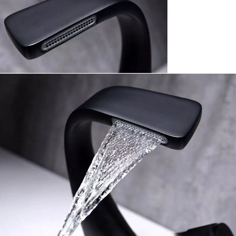 Avtoit | Button Handle Faucet Contemporary Style Faucet with Waterfall Spout