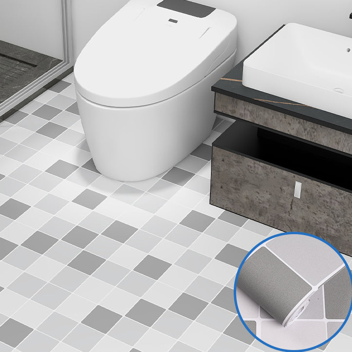 Avtoit | Modern Vinyl Floor Planks Peel & Stick Grid Print PVC Flooring