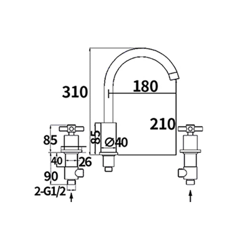 Avtoit | Traditional Style Roman Tub Faucet Copper Wall Mounted Roman Tub Faucet