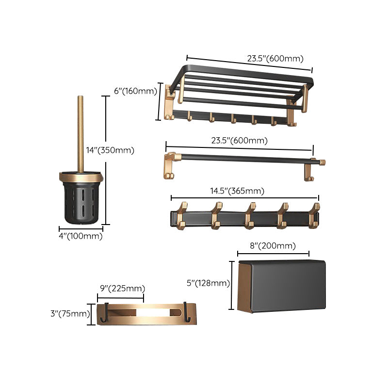 Avtoit | Contemporary Metal 6-piece Bathroom Accessory Set with Bathroom Shelf