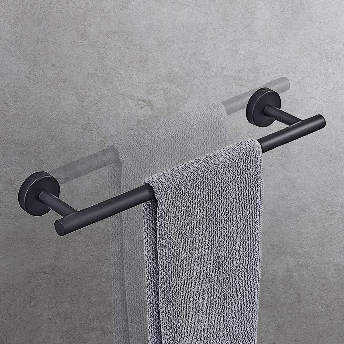 Avtoit | Matt Black Bathroom Accessory Set Stainless Steel Towel Bar/Paper Holder/Bath Towel Hook