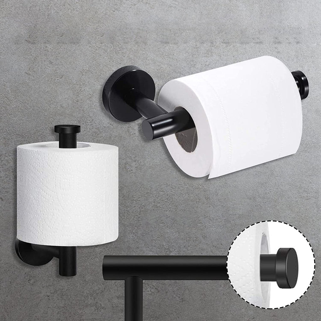 Avtoit | Matt Black Bathroom Accessory Set Stainless Steel Towel Bar/Paper Holder/Bath Towel Hook