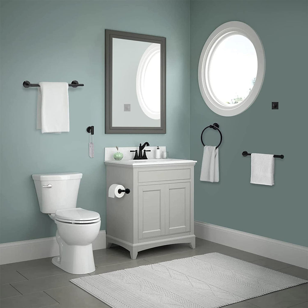 Avtoit | Matt Black Bathroom Accessory Set Stainless Steel Towel Bar/Paper Holder/Bath Towel Hook