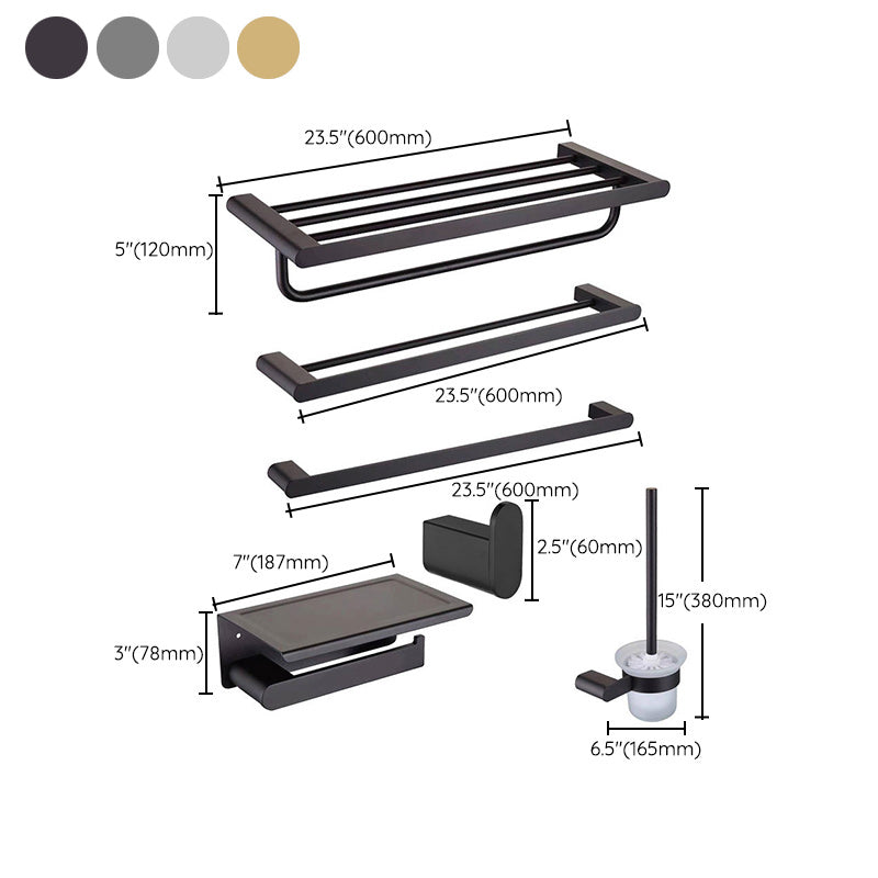 Avtoit | 5-piece modern bathroom accessory set made of stainless steel with towel rail/robe hooks/toilet paper holder
