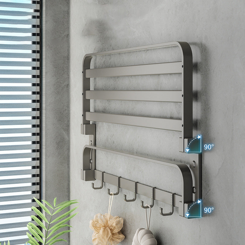 Avtoit | Modern Gray Bathroom Accessory Set Aluminum Stainless Steel Bathroom Shelf/Towel Hooks/Towel Bar