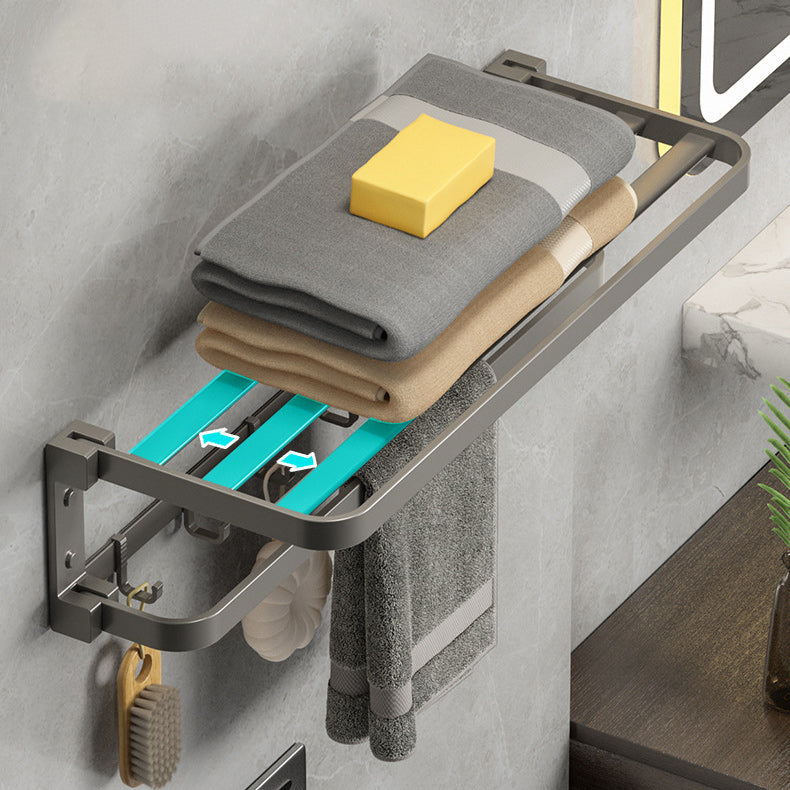 Avtoit | Modern Gray Bathroom Accessories Set Aluminum Stainless Steel Bathroom Shelf/Towel Hooks/Towel Bar