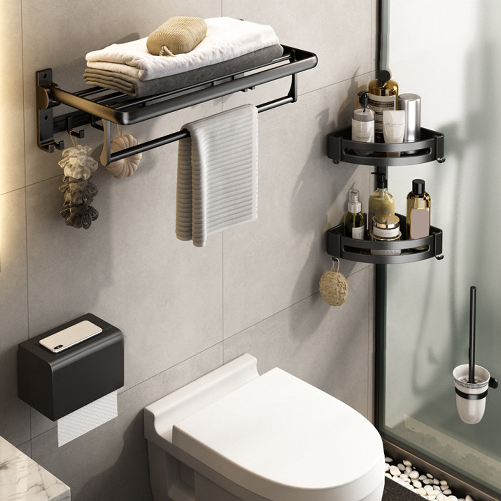 Avtoit | Contemporary Bathroom Accessory Set Matte Black Bathroom Set with Bathrobe Hooks/Towel Bar