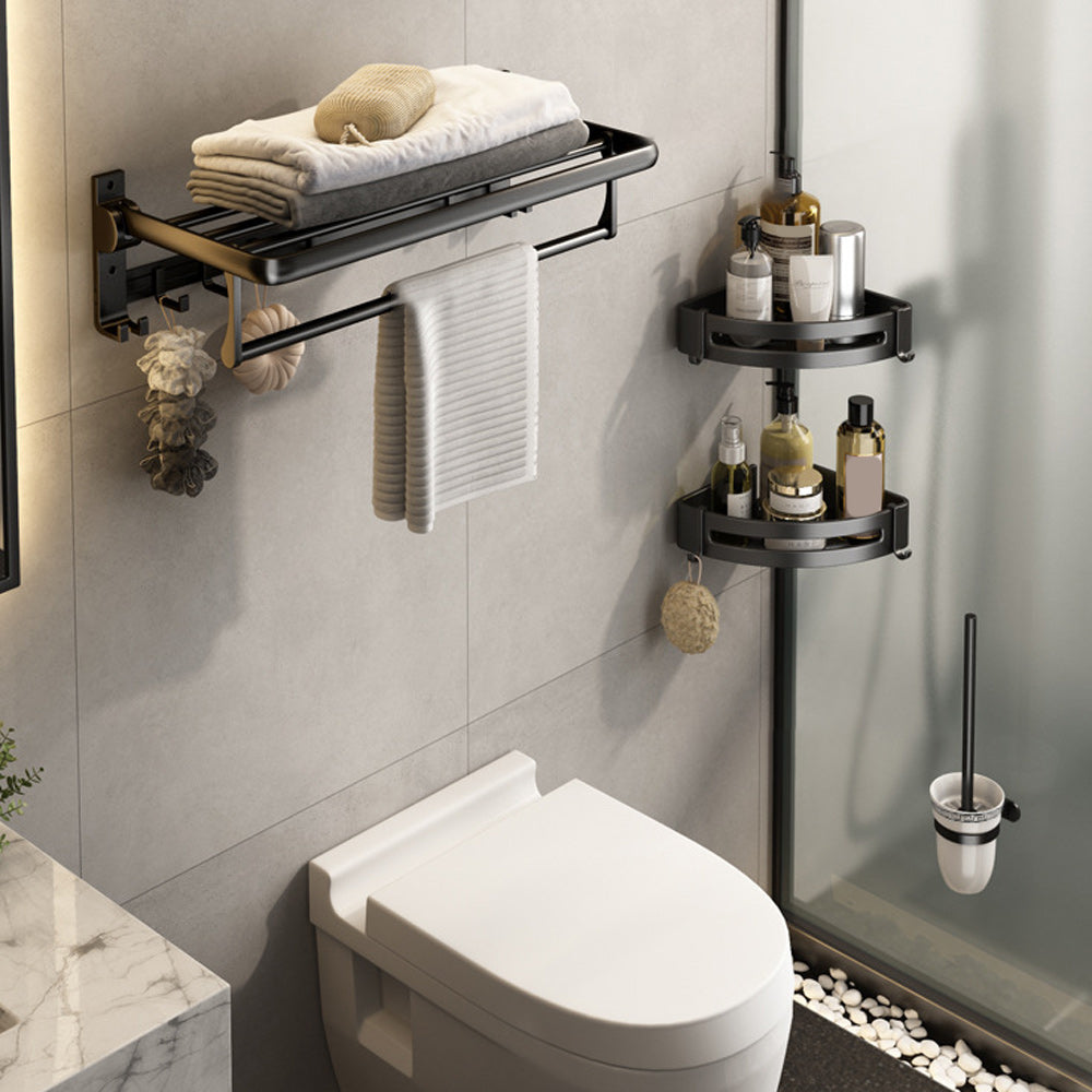 Avtoit | Contemporary Bathroom Accessory Set Matte Black Bathroom Set with Bathrobe Hooks/Towel Bar