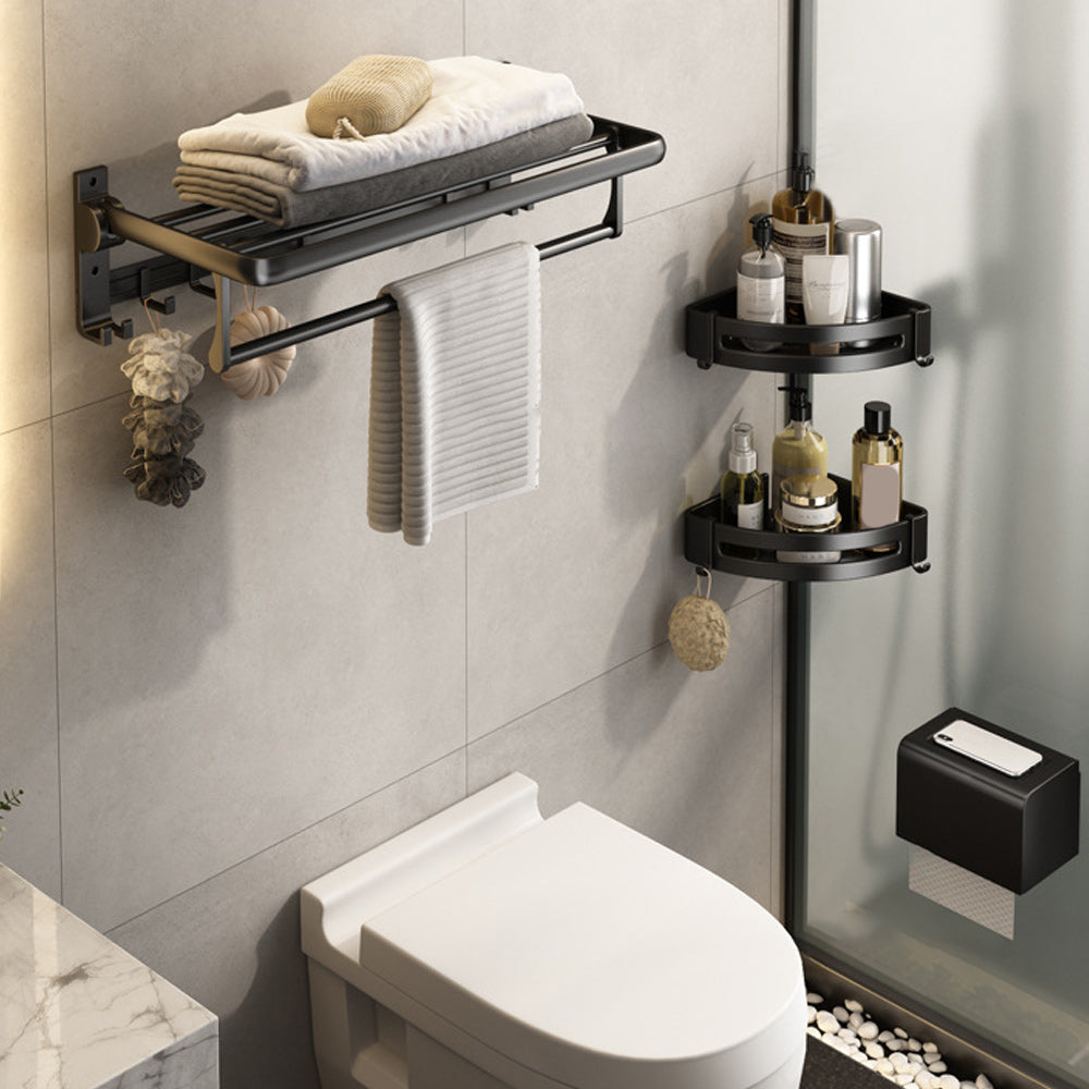 Avtoit | Contemporary Bathroom Accessory Set Matte Black Bathroom Set with Bathrobe Hooks/Towel Bar
