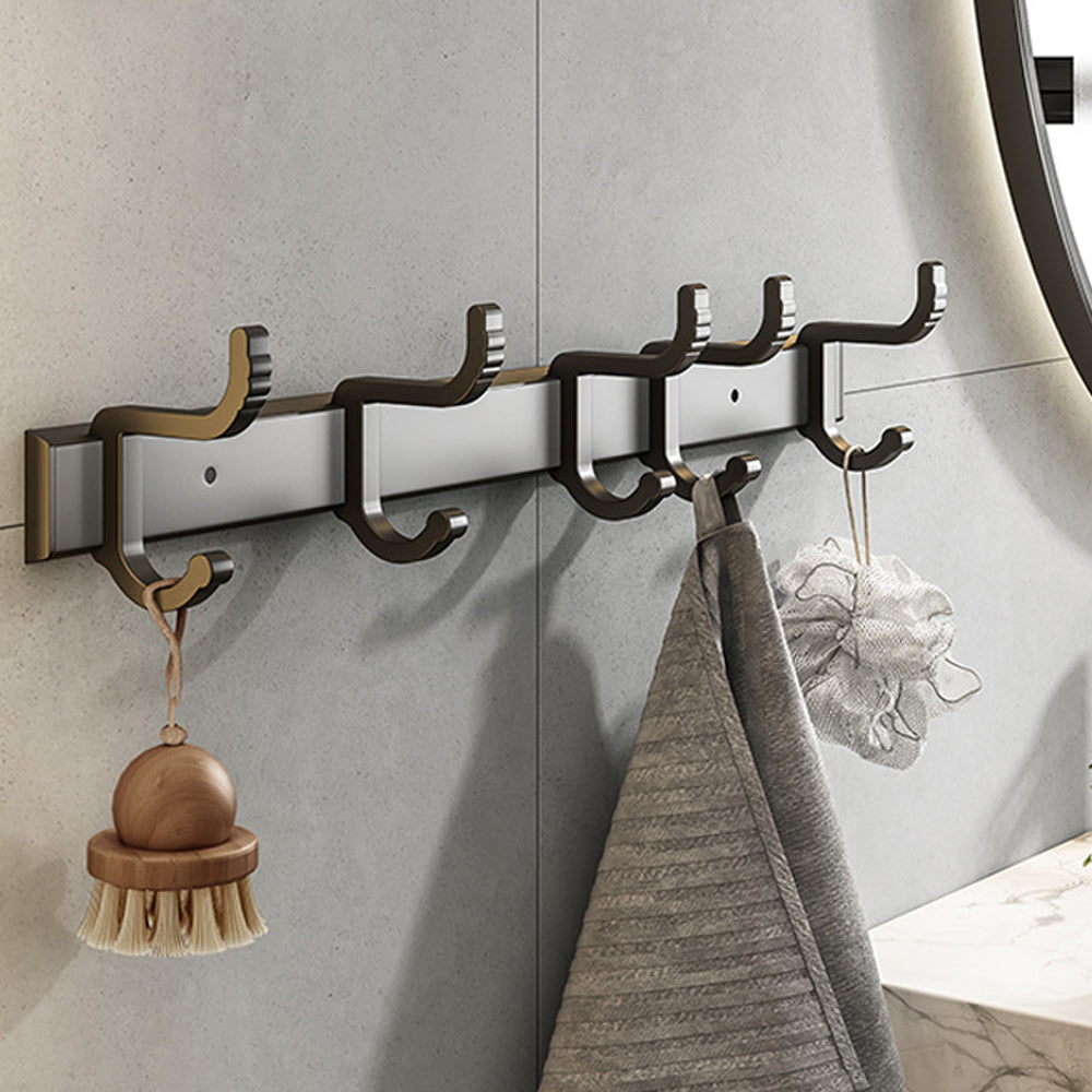 Avtoit | Contemporary Bathroom Accessory Set Matte Black Bathroom Set with Bathrobe Hooks/Towel Bar