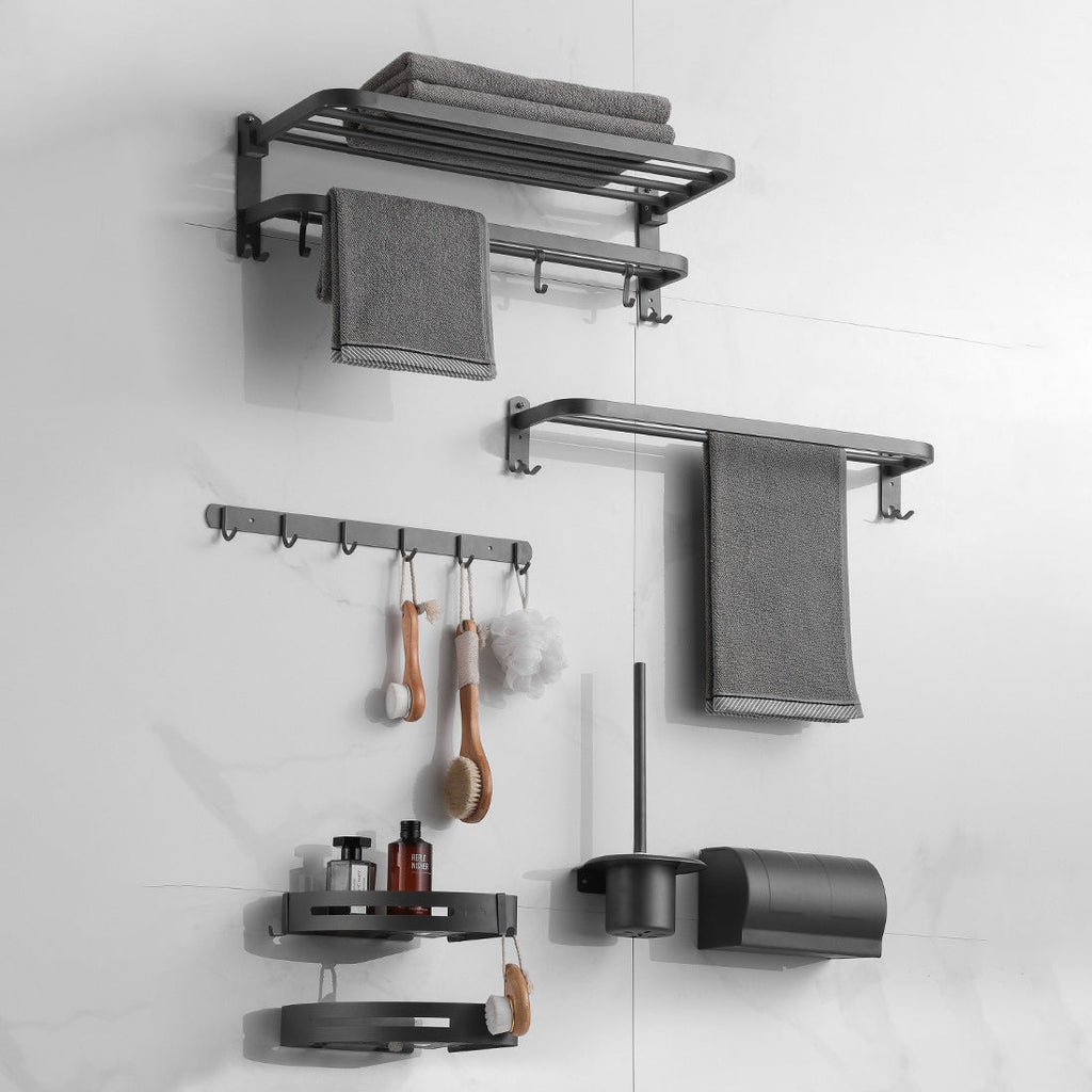 Avtoit | Modern Bathroom Hardware Set in Stainless Steel Matte Gray Bathrobe Hook/Towel Bar