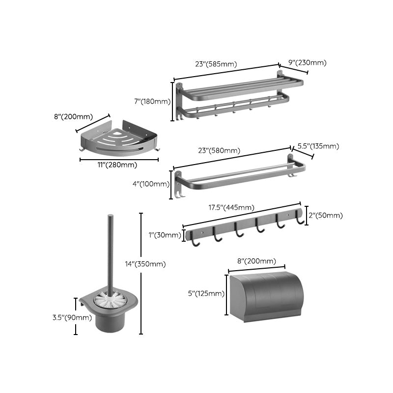 Avtoit | Modern Bathroom Hardware Set in Stainless Steel Matte Gray Bathrobe Hook/Towel Bar
