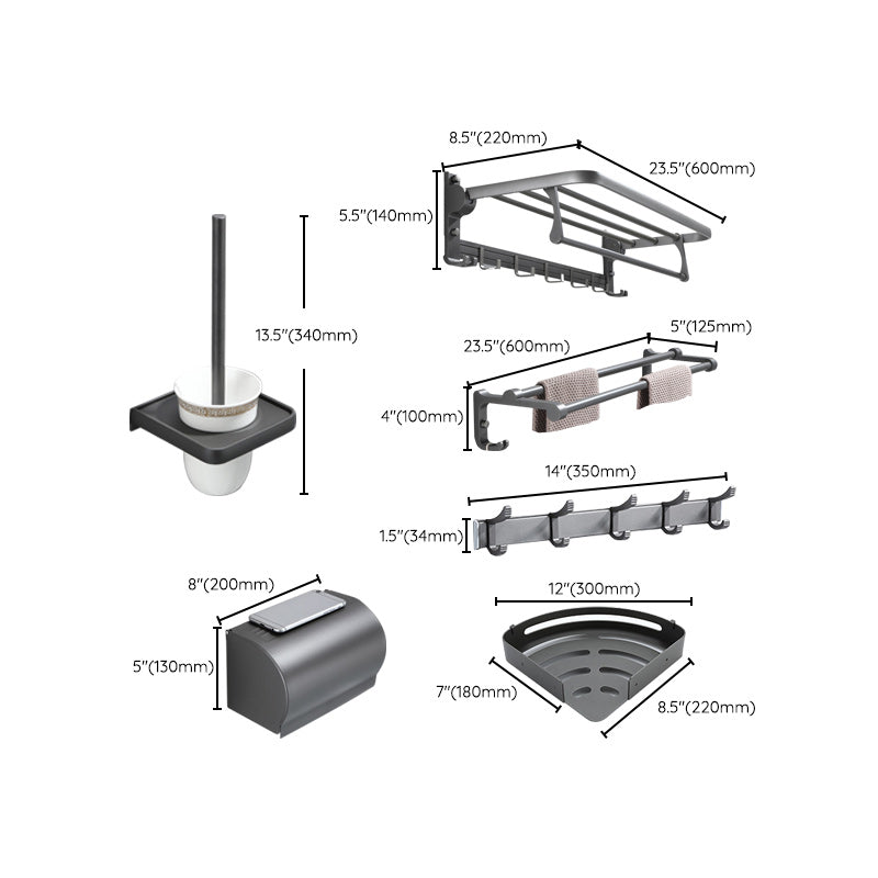 Avtoit | Contemporary Gray Bathroom Hardware Set Bathroom Shelf/Towel Bar Including Bathroom Set