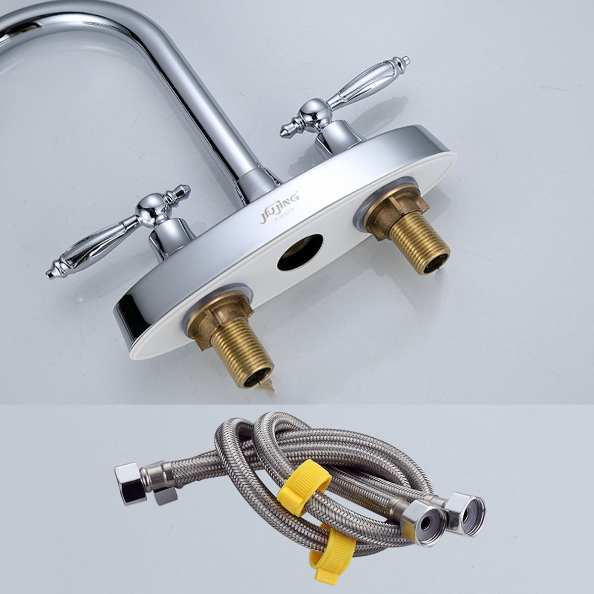 Avtoit | Three-Hole Centerset Bathroom Sink Faucet Contemporary Brass Faucet