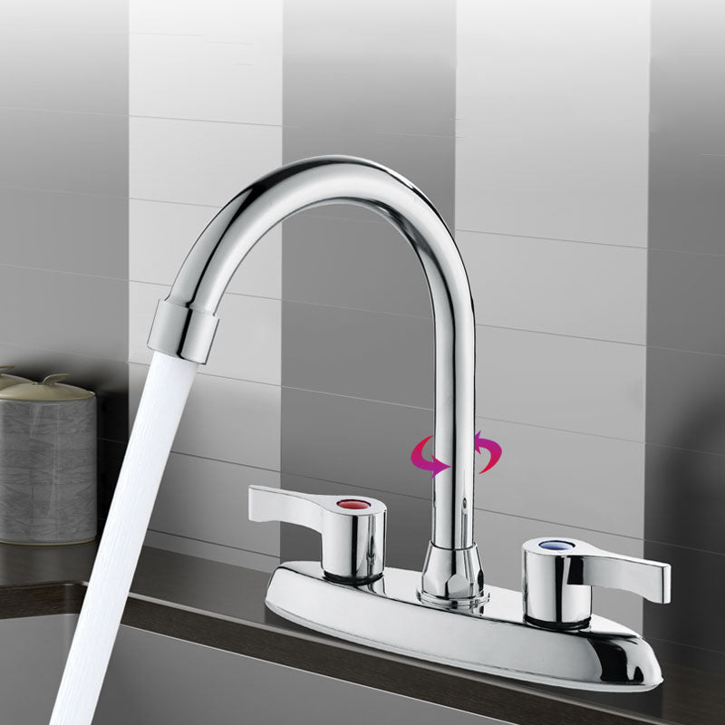 Avtoit | Modern Center Set Mixer Tap Chrome 2 Knob Handles Swivel Spout Basin Mixer Tap