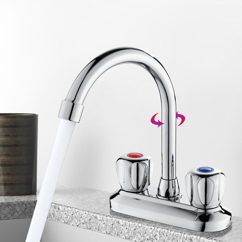 Avtoit | Modern Center Set Mixer Tap Chrome 2 Knob Handles Swivel Spout Basin Mixer Tap
