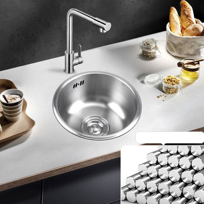 Avtoit | Round Stainless Steel Kitchen Sink with Drain Assembly Built-in Sink